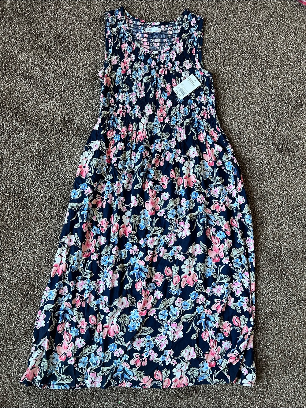 croft & barrow Navy Floral Sleeveless Maxi Dress - Pink, Blue, White